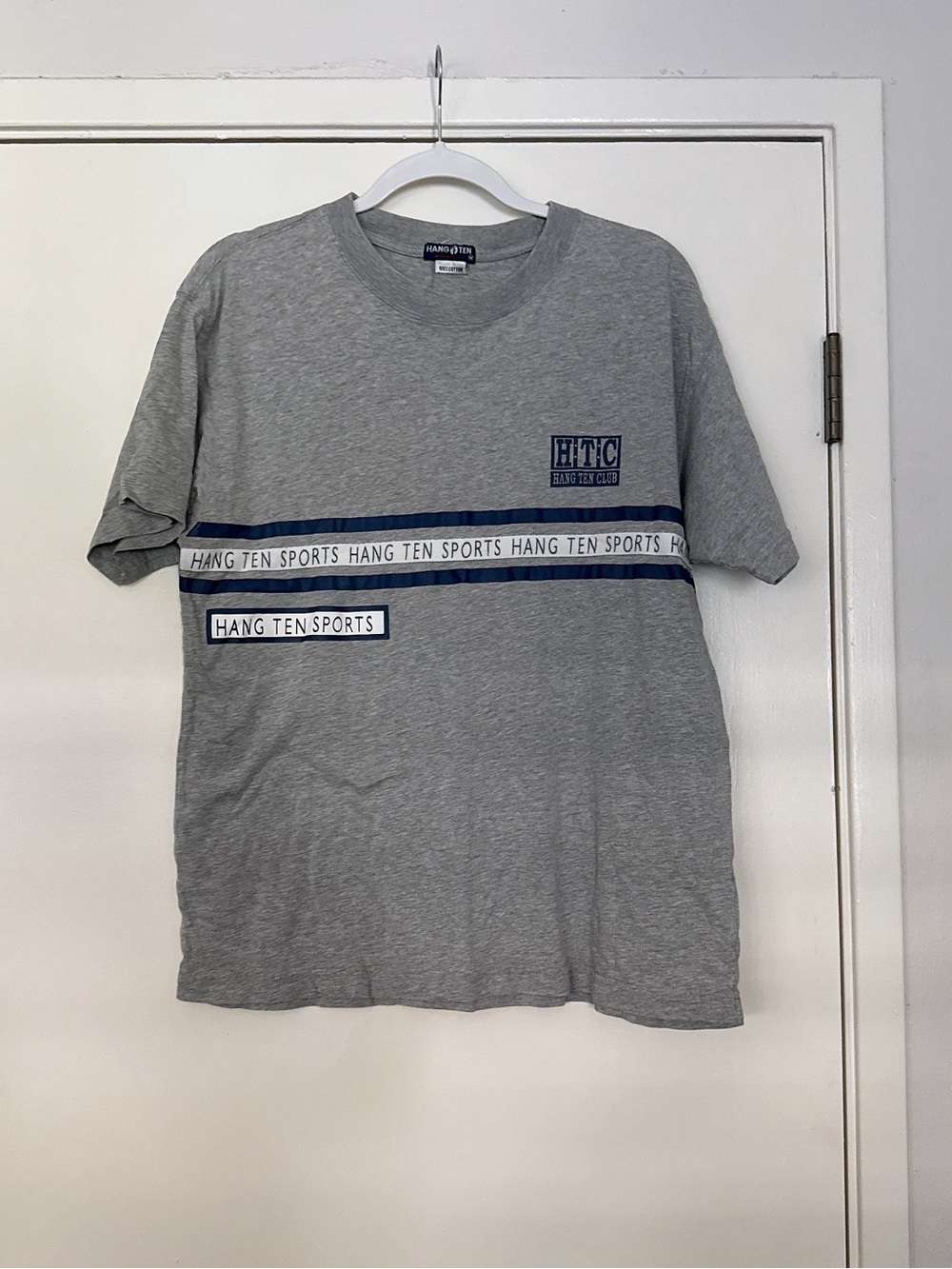 Bundle 2+ items for 30% off Hang Ten Gray Tee with Navy Stripe Graphic